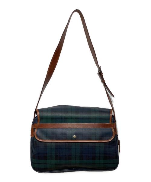 POLO RALPH LAUREN（ポロ・ラルフローレン）POLO RALPH LAUREN (ポロ・ラルフローレン) メッセンジャーバッグ グリーン×ブラウンの古着・服飾アイテム