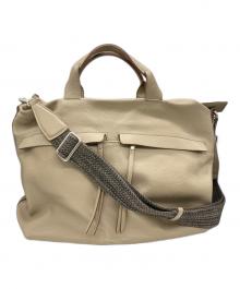 GIANNI CHIARINI（ジャンニ キアリーニ）の古着「DUNA 2WAY レザーバッグ」｜ベージュ