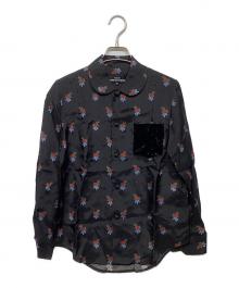 tricot COMME des GARCONS（トリココムデギャルソン）の古着「ラウンドカラー 花柄ブラウス　TB-B004」｜ブラック