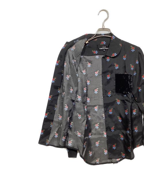 tricot COMME des GARCONS（トリココムデギャルソン）tricot COMME des GARCONS (トリココムデギャルソン) ラウンドカラー 花柄ブラウス　TB-B004 ブラック サイズ:Sの古着・服飾アイテム