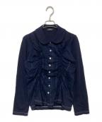 tricot COMME des GARCONSトリココムデギャルソン）の古着「コットンフリル ステッチシャツ　TQ-T002」｜ネイビー×ホワイト