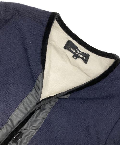 tricot COMME des GARCONS（トリココムデギャルソン）tricot COMME des GARCONS (トリココムデギャルソン) ベロアパイピングジャケット ネイビー×ブラック サイズ:Sの古着・服飾アイテム