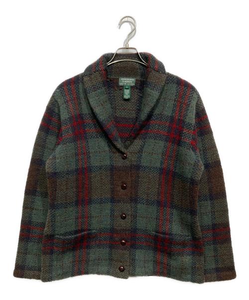 LAUREN RALPH LAUREN（ローレン ラルフ ローレン）LAUREN RALPH LAUREN (ローレン ラルフ ローレン) ショールカラーニットジャケット グリーン サイズ:Lの古着・服飾アイテム