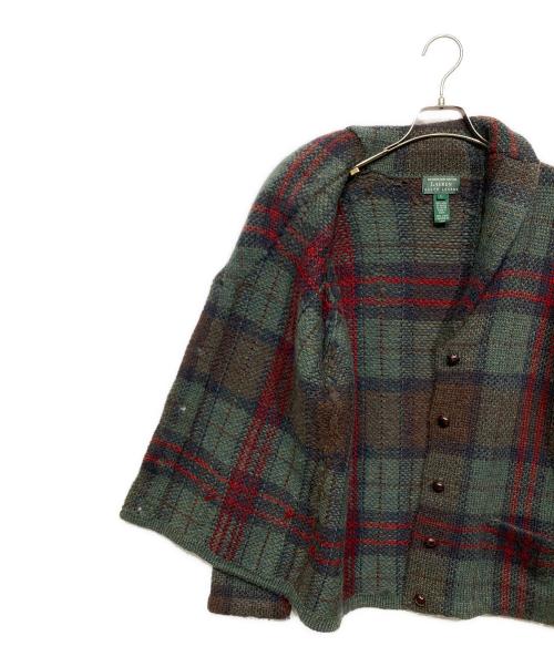 LAUREN RALPH LAUREN（ローレン ラルフ ローレン）LAUREN RALPH LAUREN (ローレン ラルフ ローレン) ショールカラーニットジャケット グリーン サイズ:Lの古着・服飾アイテム