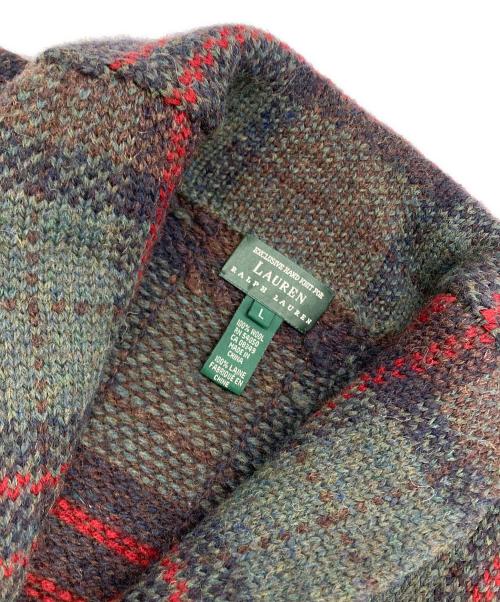 LAUREN RALPH LAUREN（ローレン ラルフ ローレン）LAUREN RALPH LAUREN (ローレン ラルフ ローレン) ショールカラーニットジャケット グリーン サイズ:Lの古着・服飾アイテム