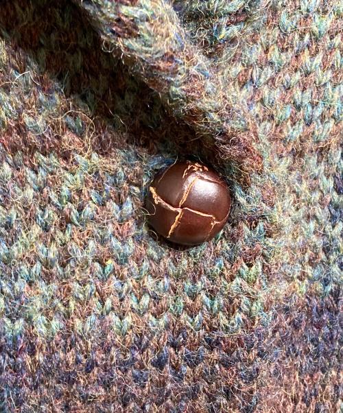 LAUREN RALPH LAUREN（ローレン ラルフ ローレン）LAUREN RALPH LAUREN (ローレン ラルフ ローレン) ショールカラーニットジャケット グリーン サイズ:Lの古着・服飾アイテム