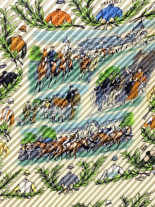 HERMES（エルメス）HERMES (エルメス) カレ 90 プリーツスカーフ ベージュの古着・服飾アイテム