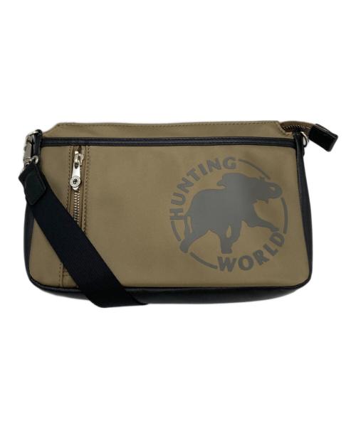 HUNTING WORLD（ハンティングワールド）HUNTING WORLD (ハンティングワールド) デカロゴ ショルダーバッグ ベージュ×ブラックの古着・服飾アイテム