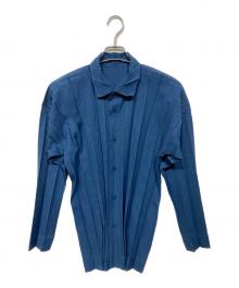 HOMME PLISSE ISSEY MIYAKE（オム プリッセ イッセイ ミヤケ）の古着「EDGE ENSEMBLE プリーツシャツ」｜ネイビー