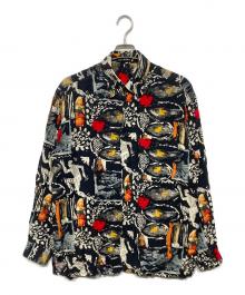 ISSEY MIYAKE（イッセイミヤケ）の古着「総柄レーヨンシャツ」｜ブラック×マルチカラー