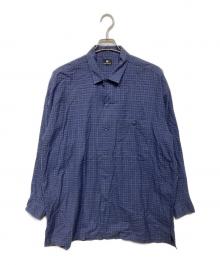 IM ISSEY MIYAKE（アイエムイッセイミヤケ）の古着「チェックオープンカラーシャツ」｜ネイビー
