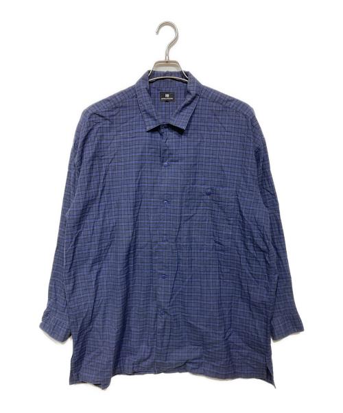 IM ISSEY MIYAKE（アイエムイッセイミヤケ）im ISSEY MIYAKE (アイエムイッセイミヤケ) チェックオープンカラーシャツ ネイビー サイズ:Lの古着・服飾アイテム