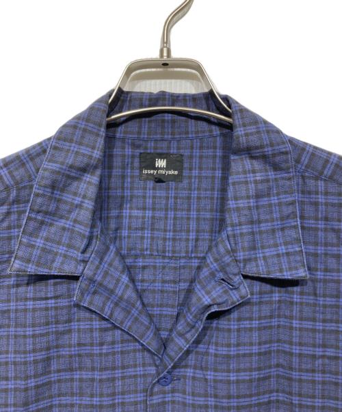 IM ISSEY MIYAKE（アイエムイッセイミヤケ）im ISSEY MIYAKE (アイエムイッセイミヤケ) チェックオープンカラーシャツ ネイビー サイズ:Lの古着・服飾アイテム