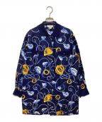 CELINEセリーヌ）の古着「総柄シルクシャツ」｜ネイビー