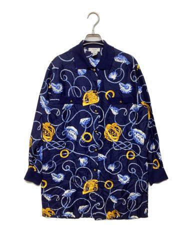 中古・古着通販】CELINE (セリーヌ) 総柄シルクシャツ ネイビー サイズ