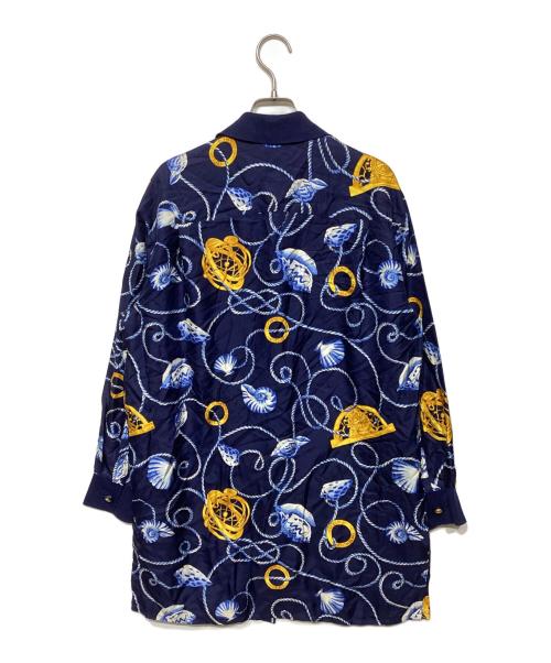 CELINE（セリーヌ）CELINE (セリーヌ) 総柄シルクシャツ ネイビー サイズ:38の古着・服飾アイテム