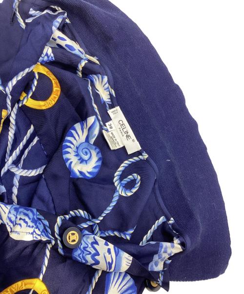 CELINE（セリーヌ）CELINE (セリーヌ) 総柄シルクシャツ ネイビー サイズ:38の古着・服飾アイテム