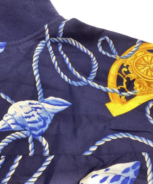 CELINE（セリーヌ）CELINE (セリーヌ) 総柄シルクシャツ ネイビー サイズ:38の古着・服飾アイテム