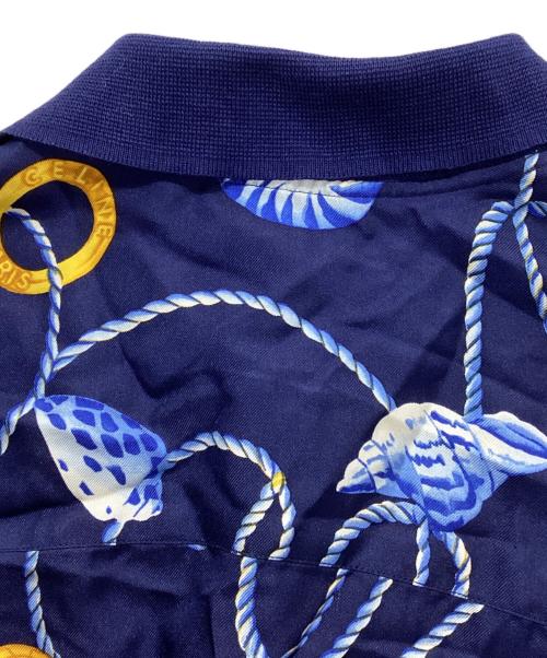 CELINE（セリーヌ）CELINE (セリーヌ) 総柄シルクシャツ ネイビー サイズ:38の古着・服飾アイテム