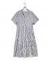ne quittez pas（ヌキテパ）の古着「Cotton Poplin Stripe Foil Print Half Sleeve Tiered Dress」｜ピンク×ブルー