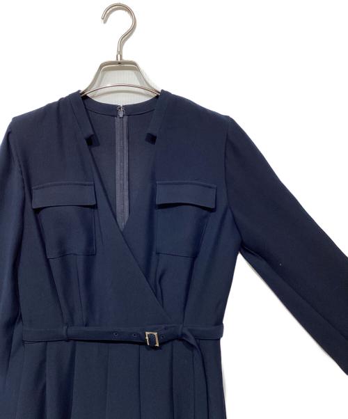 anuans（アニュアンス）anuans (アニュアンス) ダブルサテンノーカラータックワンピース ネイビー サイズ:Sの古着・服飾アイテム