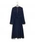 anuans（アニュアンス）の古着「ダブルサテンノーカラータックワンピース」｜ネイビー
