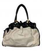 Salvatore Ferragamoサルヴァトーレ フェラガモ）の古着「レザーキャンバス トートバッグ」｜アイボリー×ブラック