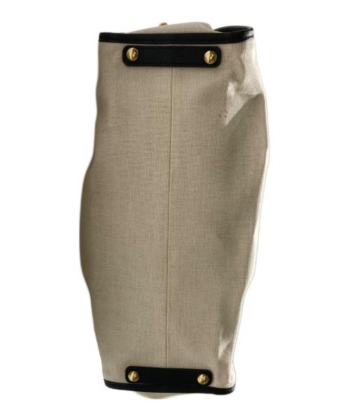 Salvatore Ferragamo（サルヴァトーレ フェラガモ）Salvatore Ferragamo (サルヴァトーレ フェラガモ) レザーキャンバス トートバッグ アイボリー×ブラックの古着・服飾アイテム