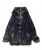 REFLEMレフレム）の古着「ベルト付きハイネックファージャケット」｜ブラック