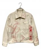 KHOKIコッキ）の古着「Suzani Embroidered College Jacket」｜アイボリー×レッド