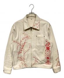 KHOKI（コッキ）の古着「Suzani Embroidered College Jacket」｜アイボリー×レッド