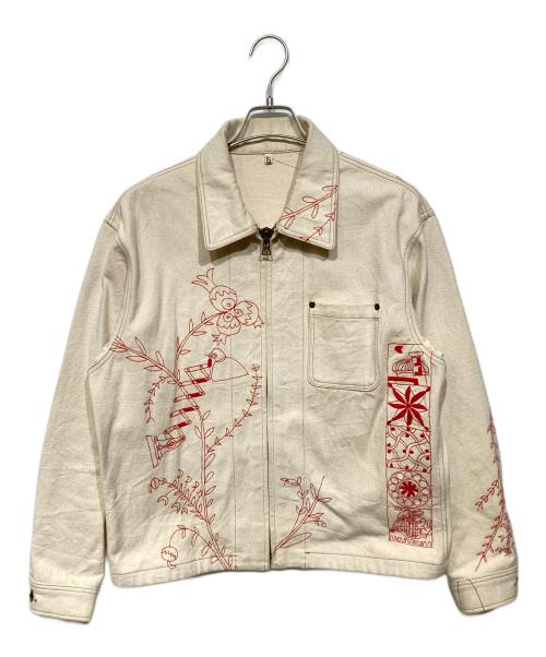 KHOKI（コッキ）KHOKI (コッキ) Suzani Embroidered College Jacket アイボリー×レッド サイズ:2の古着・服飾アイテム