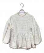 anuansアニュアンス）の古着「オリジナルツイードバルーンスリーブブラウス」｜ベージュ