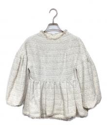 anuans（アニュアンス）の古着「オリジナルツイードバルーンスリーブブラウス」｜ベージュ