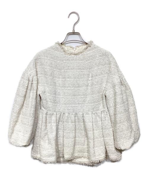 anuans（アニュアンス）anuans (アニュアンス) オリジナルツイードバルーンスリーブブラウス ベージュ サイズ:Fの古着・服飾アイテム