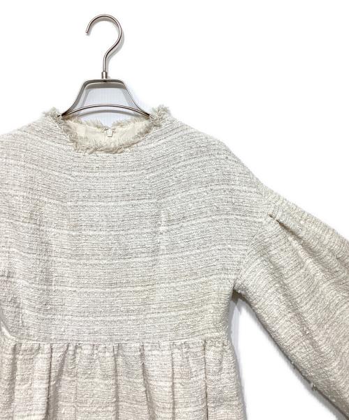 anuans（アニュアンス）anuans (アニュアンス) オリジナルツイードバルーンスリーブブラウス ベージュ サイズ:Fの古着・服飾アイテム