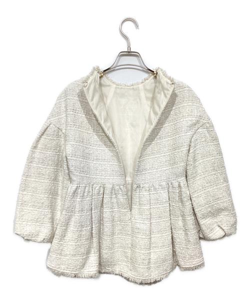 anuans（アニュアンス）anuans (アニュアンス) オリジナルツイードバルーンスリーブブラウス ベージュ サイズ:Fの古着・服飾アイテム