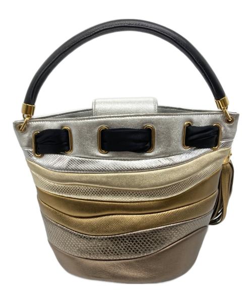 Salvatore Ferragamo（サルヴァトーレ フェラガモ）Salvatore Ferragamo (サルヴァトーレ フェラガモ) ドローストリングバッグ シルバーの古着・服飾アイテム