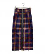 GUCCIグッチ）の古着「チェックジップスカート」｜ネイビー