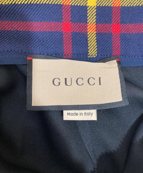 GUCCI（グッチ）GUCCI (グッチ) チェックジップスカート ネイビー サイズ:38の古着・服飾アイテム