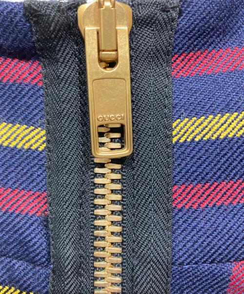 GUCCI（グッチ）GUCCI (グッチ) チェックジップスカート ネイビー サイズ:38の古着・服飾アイテム