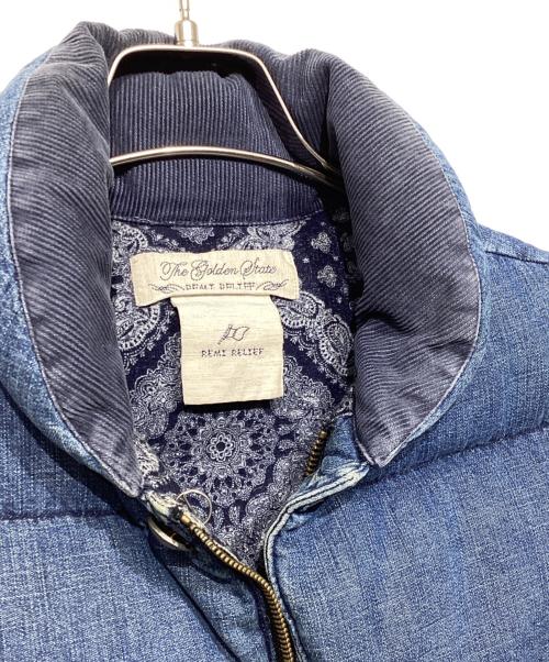 REMI RELIEF（レミレリーフ）REMI RELIEF (レミレリーフ) デニム スタッズ ダウンベスト インディゴ サイズ:Mの古着・服飾アイテム