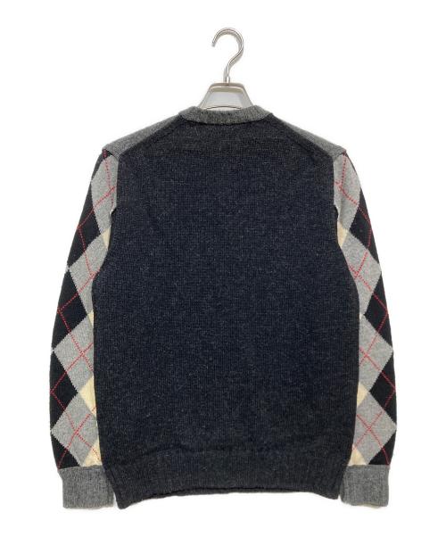 COMME des GARCONS HOMME（コムデギャルソン オム）COMME des GARCONS HOMME (コムデギャルソン オム) 袖アーガイルVネックニット グレー×ブラック サイズ:Lの古着・服飾アイテム