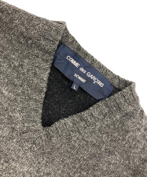COMME des GARCONS HOMME（コムデギャルソン オム）COMME des GARCONS HOMME (コムデギャルソン オム) 袖アーガイルVネックニット グレー×ブラック サイズ:Lの古着・服飾アイテム