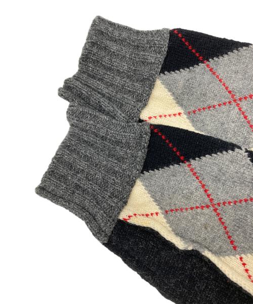 COMME des GARCONS HOMME（コムデギャルソン オム）COMME des GARCONS HOMME (コムデギャルソン オム) 袖アーガイルVネックニット グレー×ブラック サイズ:Lの古着・服飾アイテム