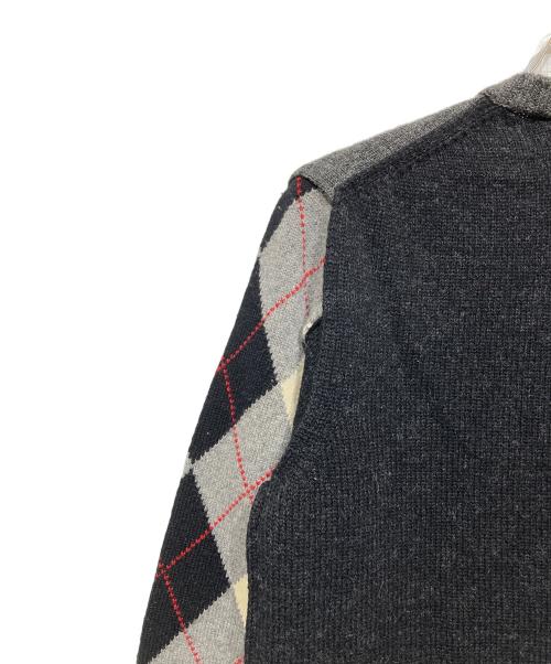 COMME des GARCONS HOMME（コムデギャルソン オム）COMME des GARCONS HOMME (コムデギャルソン オム) 袖アーガイルVネックニット グレー×ブラック サイズ:Lの古着・服飾アイテム