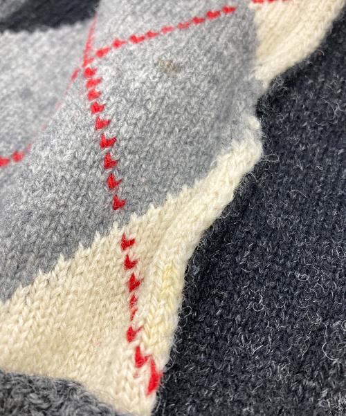 COMME des GARCONS HOMME（コムデギャルソン オム）COMME des GARCONS HOMME (コムデギャルソン オム) 袖アーガイルVネックニット グレー×ブラック サイズ:Lの古着・服飾アイテム