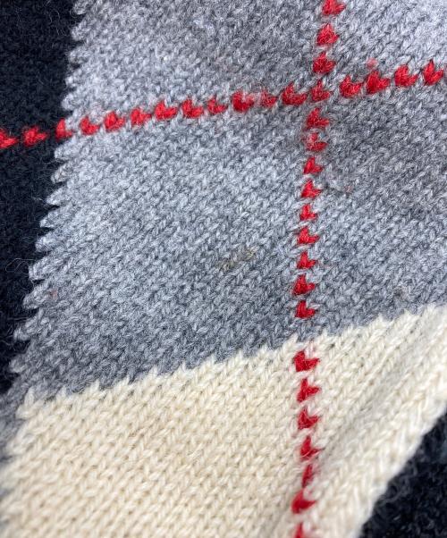 COMME des GARCONS HOMME（コムデギャルソン オム）COMME des GARCONS HOMME (コムデギャルソン オム) 袖アーガイルVネックニット グレー×ブラック サイズ:Lの古着・服飾アイテム