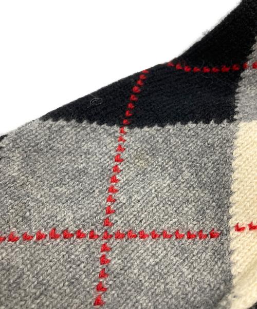 COMME des GARCONS HOMME（コムデギャルソン オム）COMME des GARCONS HOMME (コムデギャルソン オム) 袖アーガイルVネックニット グレー×ブラック サイズ:Lの古着・服飾アイテム