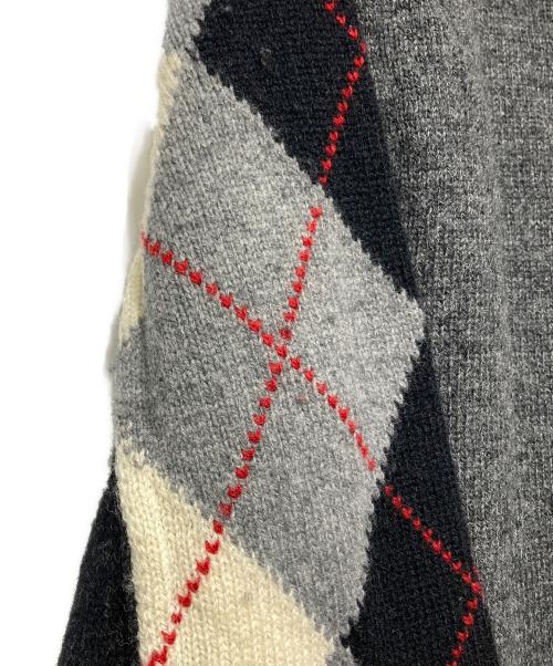 COMME des GARCONS HOMME（コムデギャルソン オム）COMME des GARCONS HOMME (コムデギャルソン オム) 袖アーガイルVネックニット グレー×ブラック サイズ:Lの古着・服飾アイテム